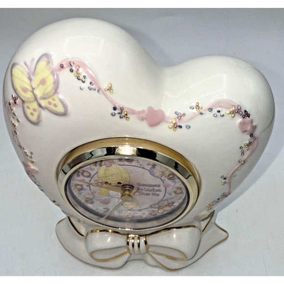 Precious Moments Heart Clock with Gold and Pink Details - Picture 2 of 6